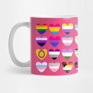 Multi Pride Flag Hearts Mug